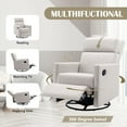 thumbnail image 3 of Modern Upholstered Rocker Nursery Chair Plush Seating Glider Swivel Recliner Chair, Tan, 3 of 9