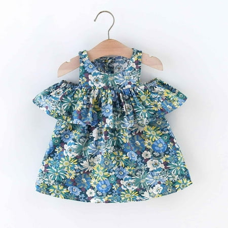 

Baby Girls 6M-3Y Sleeveless Ruffles Floral Printed Princess Dress