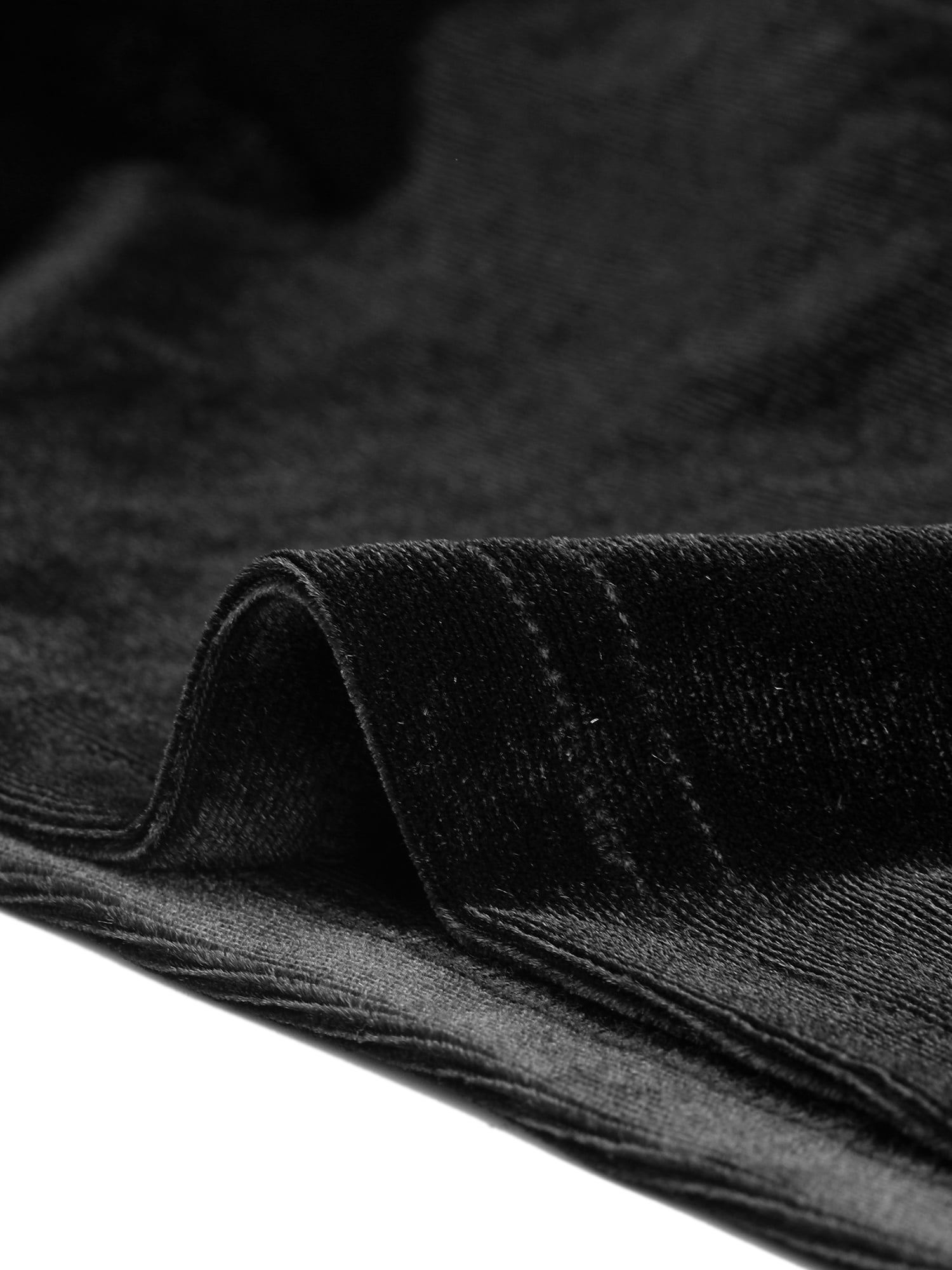 DARING DIVA Women's Velvet Long Sleeve Scoop Neck Solid Crop Top M Black