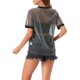 thumbnail image 3 of INSPIRAR CHIC Camiseta de Malla para Mujeres, Cubierta de Fiesta, Manga Corta, Transparente, Tops XL Negro Plateado, 3 of 6