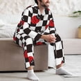 thumbnail image 7 of Picia Ladybugs Of Black And White Checkers Pattern Men’s Long-Sleeve Sleepwear Set - Soft 2-Piece Loungewear with Pockets, Comfy PJs for Relaxing Nights-Small, 7 of 7