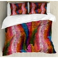 thumbnail image 1 of Modern Duvet Cover Set, Abstract Rainbow Vivid Colorful Ombre Mosaic Geometrical Wavy Design Print, Decorative 3 Piece Bedding Set with 2 Pillow Shams, Queen Size, Multicolor, by Ambesonne, 1 of 3