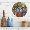 thumbnail image 3 of Dreamtimes Mexican Talavera Ceramic Tile Round Wall Clock, Battery Operated Silent Non Ticking Desk Clock for Home Bedroom Kitchen Office School Decor Wall Clock 10Inch, 3 of 6