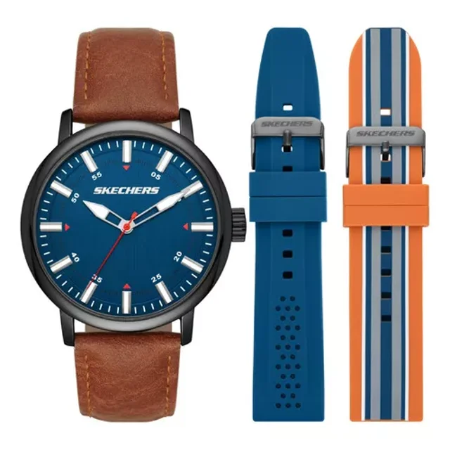 Set Reloj Hombre Skechers Poli C Color de la correa Café