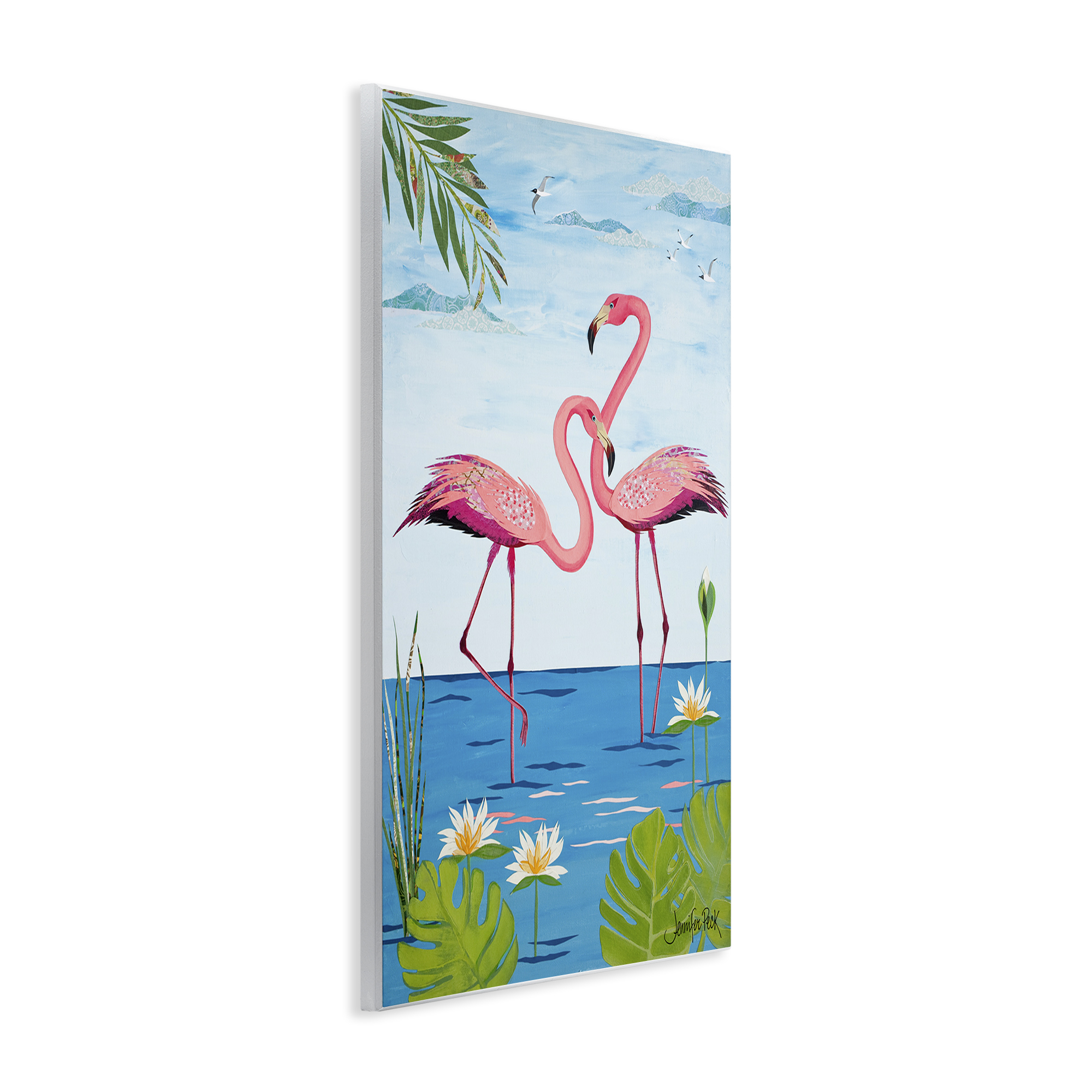 Stupell Industries Pretty In Pink Flamingos Animals & Insects Painting Unframed Art Print Wall Art, 13 x 19