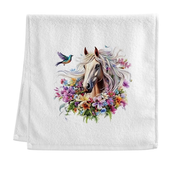 Ryvnso Horse and Bird Hand Towels for Bathroom Cotton Face Towel Decorative 15.5x29.5 inch