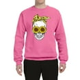 thumbnail image 2 of Skull Sunflower Skeleton Bandana Inspirational/Christian Unisex Crewneck Graphic Sweatshirt, Neon Pink, Medium, 2 of 3