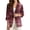 Burgundy Plaid, variant on Orange Argyle Print Women Linen-Like Office Blazer 3/4 Sleeve Pocket Jacket, S