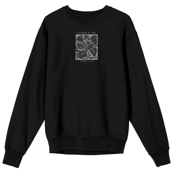 Galerie d'Art Adult Black Crew Neck Graphic Sweatshirt-Medium