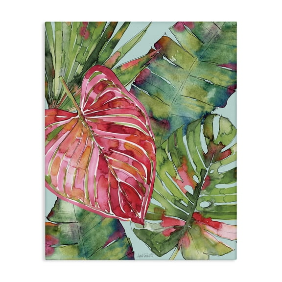 Stupell Industries Pink & Green Palm Springs Canvas Wall Art design by Anne Tavoletti, 20 x 16