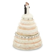 Jere Luxury Giftware Bejeweled I DO Wedding Cake Pewter and Enamel Trinket Box and Matching Pendant Charm