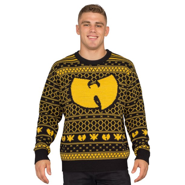 Costume Agent Wu Tang Clan Killer Bees Adult Black and Yellow Ugly Wu Tang Christmas Sweater