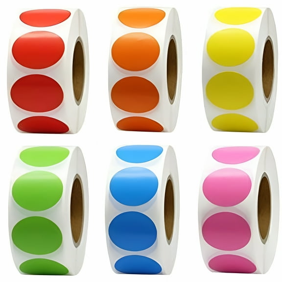 CCOCC 2026 New 1 Inch Color Coding Label Garage Sale Stickers Blank Yard Sale Price Stickers Round Colorful Stickers Permanent Adhesive Dots Stickers Glossy Writable Paper Labels 500 Pieces