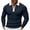 Navy, variant on Men's Vertical Ribbed Long Sleeve Zip Top, Contrast Collar Half Zip Slim Cut Stretch Knit Casual Shirt in Solid Colors