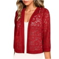 thumbnail image 2 of Xysaqa Women's 3/4 Sleeve Cardigan Hollow Out Open Front Floral Lace Cardigans for Ladies Lightweight Cropped Shrugs Bolero for Women Short Shawl Tops XL-6XL (Available in Plus Size), 2 of 6