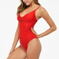 thumbnail image 6 of REORIAFEE Women Bikini Push Up Bathing Suit Swimsuit Vintage Swimwear V Neck Cover Slim One Piece Swimsuit Red L, 6 of 8