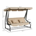thumbnail image 3 of Free Standing Swing Bench - Outdoor Porch Swing with Adjustable Canopy, Cushions & Pillows - Ecru - Seats 3 Adults - Patio Swing Bed for Backyard, Garden, 3 of 9