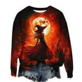 thumbnail image 3 of Womens Fleece Lined Sweatshirts Oversized Drop Shoulder Crewneck Sweat Shirts Loose Casual Halloween Graphic Sweater Gray, M, 3 of 6