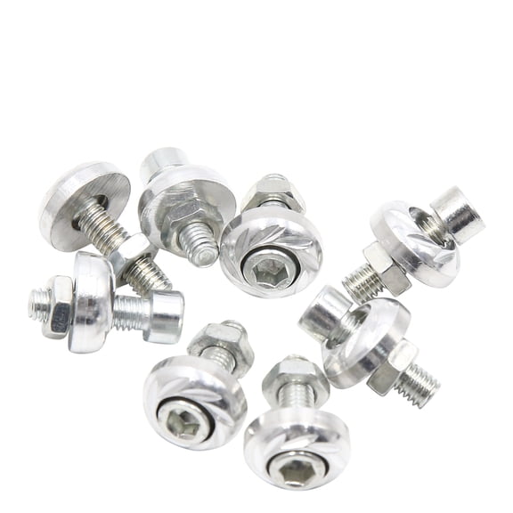 Unique Bargains 8pcs 6mm Aluminum Alloy License Plate Bolt Screw Nuts Silver Tone for Car Motorcycle Universal Replacement