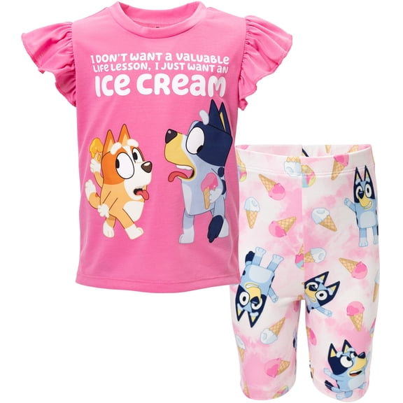 Bluey Bingo Toddler Girls T-Shirt and Bike Shorts Outfit Set Toddler to Big Kid