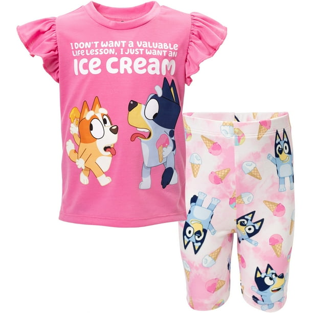 Bluey Bingo Toddler Girls Graphic TShirt Bike Shorts and Outfit Set