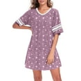 thumbnail image 3 of DreamFish Womens Nightgown Short Sleeve Sleepshirt V Neck Sleepwear Casual Loungewear Ladies Sleepwear, 3 of 8