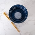 thumbnail image 3 of Porcelain Ramen Udon Noodle Rice Bowl With Chopsticks 20 fl oz Nami Waves Design 6 inch Diameter Bowl Sets Color Box Packaging, 3 of 8