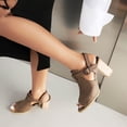 thumbnail image 4 of SACFOF Women's Stacked Block Heel Sandals Peep Toe Cutout Buckle Slingback Chunky Dress Mid Heeled Sandal, 4 of 6