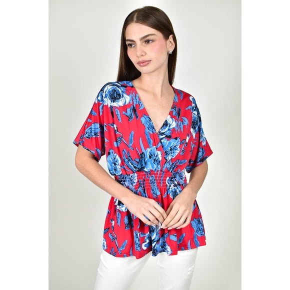 Blusa escote cruzado Roman Fashion /Juvenil, 6931 (Fiusha / Azul) fucsia CH