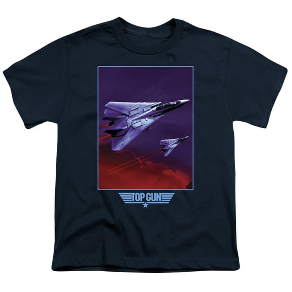 Top Gun Clouds Unisex Youth T Shirt for Boys and Girls, Navy, Small
