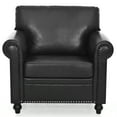 thumbnail image 5 of JERFIT Modern Single Sofa Chair, Black PU Leather Accent Chair with Rolled Arms and Nailhead Trim for Living Room, Bedroom, 5 of 10