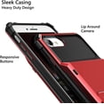 thumbnail image 5 of Dteck Wallet Case for Apple iPhone SE 2022 & 2020 / iPhone 7 / iPhone 8, Credit Card Holder ID Slot Pocket Dual Layer Protective Bumper Rugged TPU Rubber Armor Hard Shell Cover, Red, 5 of 5