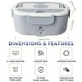 thumbnail image 5 of 65W Electric Lunch Box - 1.5L Leakproof Stainless Steel Food Warmer - Portable for Work, Car, Travel (110V/12V/24V, Includes Cutlery & Bag), 5 of 12