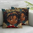 thumbnail image 3 of Nawypu   Merry Christmas Black Santa Claus Girl Throw Pillow Cover  African American Christmas Xmas Decorations and Supplies Winter Holiday Cushion Cover for Home, 3 of 5