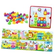 thumbnail image 4 of Juego de tableros de clavijas de mosaico, rompecabezas de hongos de combinación de colores con clavijas para 2, 3 y 4 Estilo C, 4 of 9