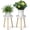 White Tray with Wood Color Legs, variant on Wood Plant Stands Indoor, 16.7" Tall Plant Stand Outdoor Mid-Century Plant Stool, Single Plant Table Modern Small Round Side/End Table for Living Room, Balcony, Office (Brown)