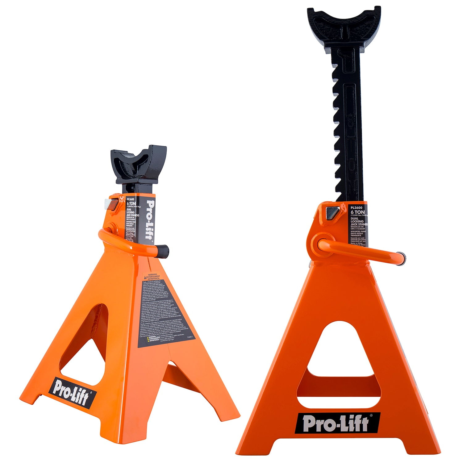 Pro-Lift Heavy Duty 6 Ton Jack Stands Pair - Double Locking Pins - Handle Lock and Mobility Pin for Auto Repair Shop with Extra Safety