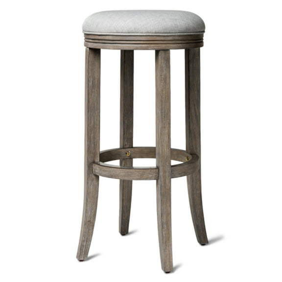 Open Box Eva Round Backless Kitchen Swivel Stool, Reclaimed Oak, Bar Height