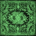 thumbnail image 1 of Ahgly Company Indoor Square Medallion Emerald Green French Area Rugs, 6' Square, 1 of 4