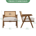 thumbnail image 2 of Garvee Modern Armchair, Upholstered Armchair with Rattan Backrest & Thick Linen Cushion, White, 2 of 2
