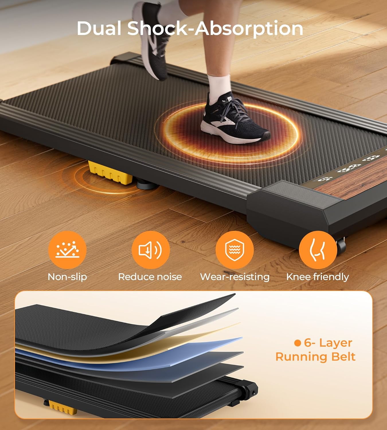 UPGO Walking Pad Treadmills Under Desk Treadmills for Home/Office 265LBS Weight Capacity & Bluetooth Speaker