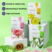 Mooyam 2-Step Mask Set 6 Sheets Natural Skincare Sheet Mask Lemon Rose Tea Tree Essential Face Mask Glowing, Hydrated & Firm Skin