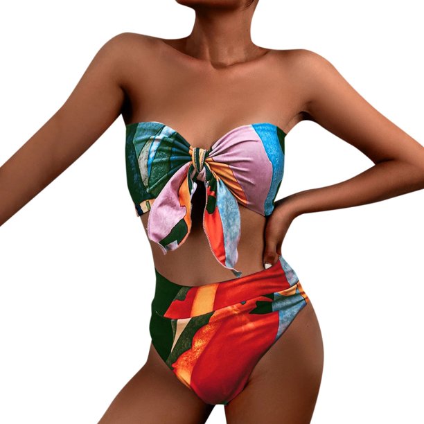 sebtyili women print bikinis swimsuit off shoulder bikini set two