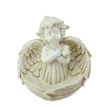 Northlight 32038885 9.5 in. Heavenly Gardens Distressed Ivory Cherub Angel Bird Feeder Outdoor Patio Garden Statue