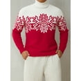 thumbnail image 2 of Genuiskids Family Matching Christmas Sweater Snowflake Print Contrast Color Turtleneck Long Sleeve Knitted Pullovers, 2 of 6