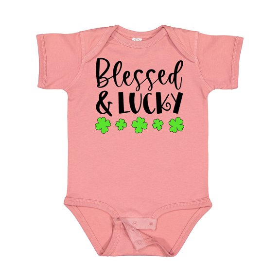 Inktastic Blessed and Lucky 4 Leaf Clovers St. Patrick's Day Boys or Girls Baby Bodysuit