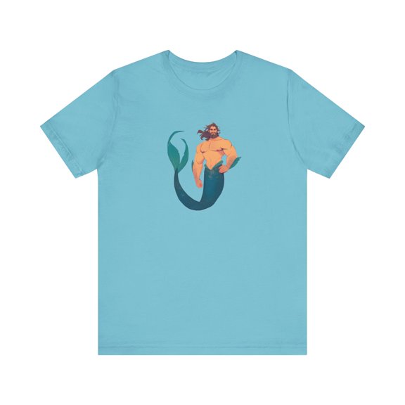 Merman Graphic Tee, Short Sleeve Unisex Adult Shirt, Mermaid Design
