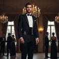 thumbnail image 3 of Men's Bow Tie & Cummerbund And Pocket Hankie Set Classic Bow Tie Cummerbunds Tuxedo Handkerchief 3 in 1 Set For Parties Weddings Proms, 3 of 7