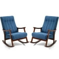 thumbnail image 2 of Homhum 2PCS Upholstered Rocking Chair, Modern High Back Armchair, Adult Single Sofa for Indoor, Blue, 2 of 8