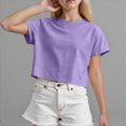 thumbnail image 2 of kpoplk Girl's Summer Cute Graphic Shirts Casual Short Sleeve Crewneck Tees Baggy Tops(Purple,18-24 M), 2 of 5